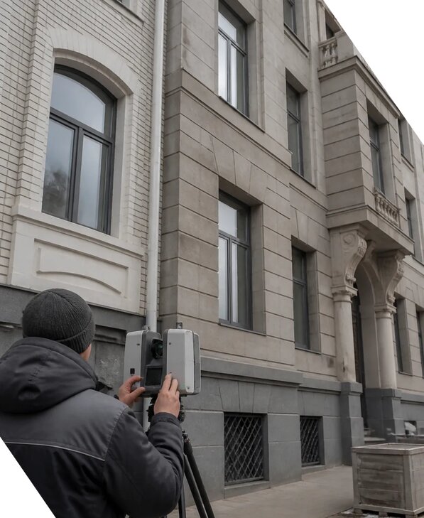 Лазерное сканирование фасадов зданий для обследования в Павлове
